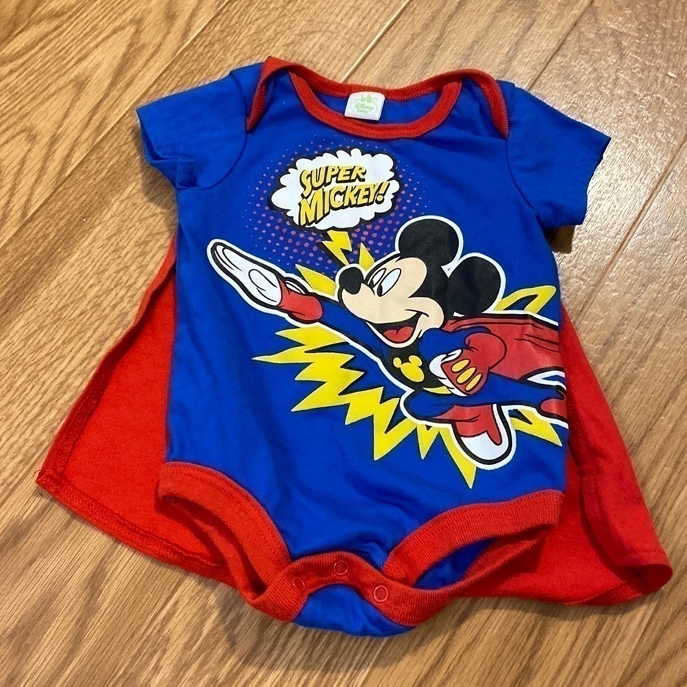 DISNEY Baby Super Mickey Onesie with Cape  (Size 3-6 months)